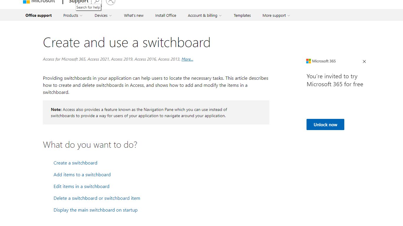 Create and use a switchboard - support.microsoft.com